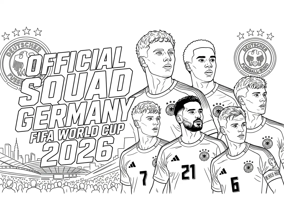 Selección De Fútbol De Alemania – Copa Mundial 2026 Para Colorear para colorear para niño 1
