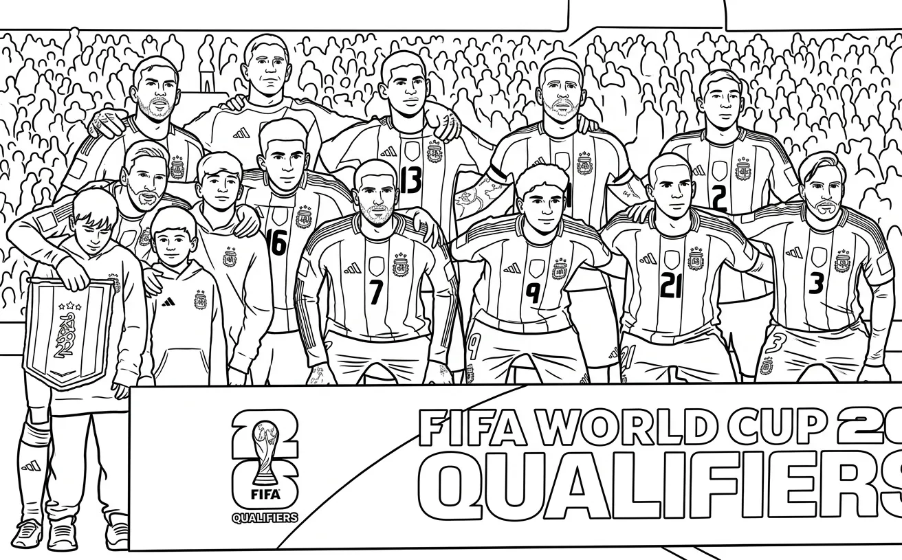 Selección De Fútbol De Argentina – Copa Mundial 2026 Para Colorear para colorear en línea para niño