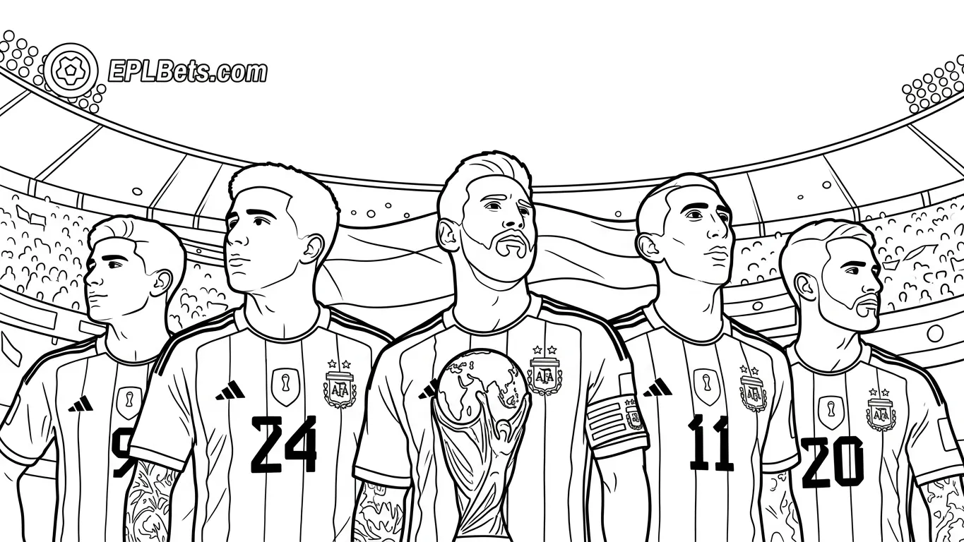 Selección De Fútbol De Argentina – Copa Mundial 2026 Para Colorear para colorear para niños para imprimir