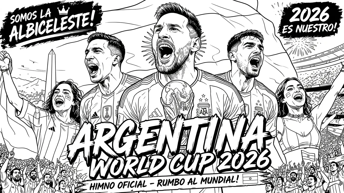 imagen de Selección De Fútbol De Argentina – Copa Mundial 2026 Para Colorear para colorear para niño