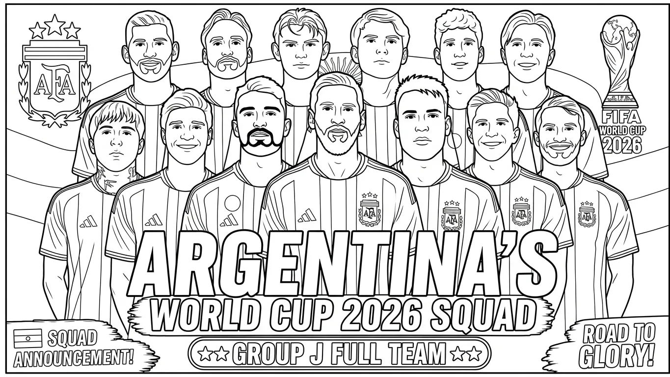 Selección De Fútbol De Argentina – Copa Mundial 2026 Para Colorear para colorear para niño de 4 años