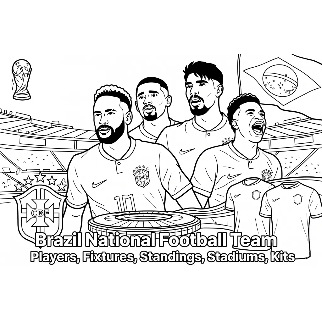 Selección De Fútbol De Brasil – Copa Mundial 2026 15 para colorear para imprimir pdf gratis