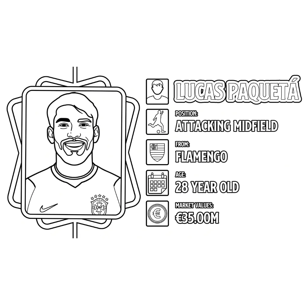 Selección De Fútbol De Brasil – Copa Mundial 2026 27 para colorear y dibujo para imprimir