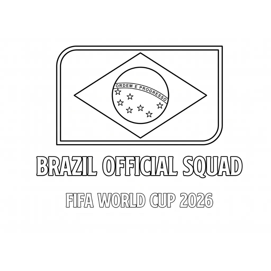 para imprimir Selección De Fútbol De Brasil – Copa Mundial 2026 28 para colorear gratis