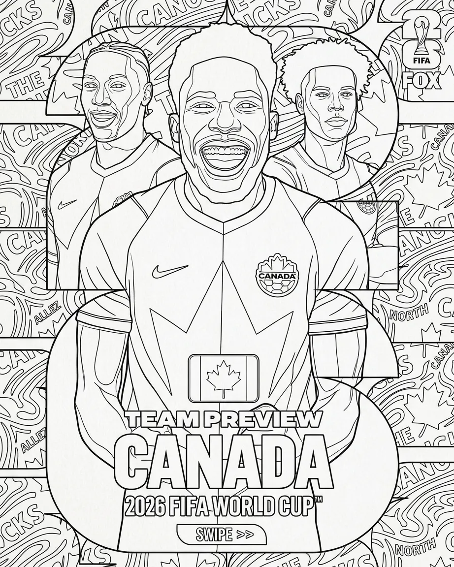 Selección De Fútbol De Canadá – Copa Mundial 2026 Para Colorear para colorear para imprimir para niño de 7 años 1