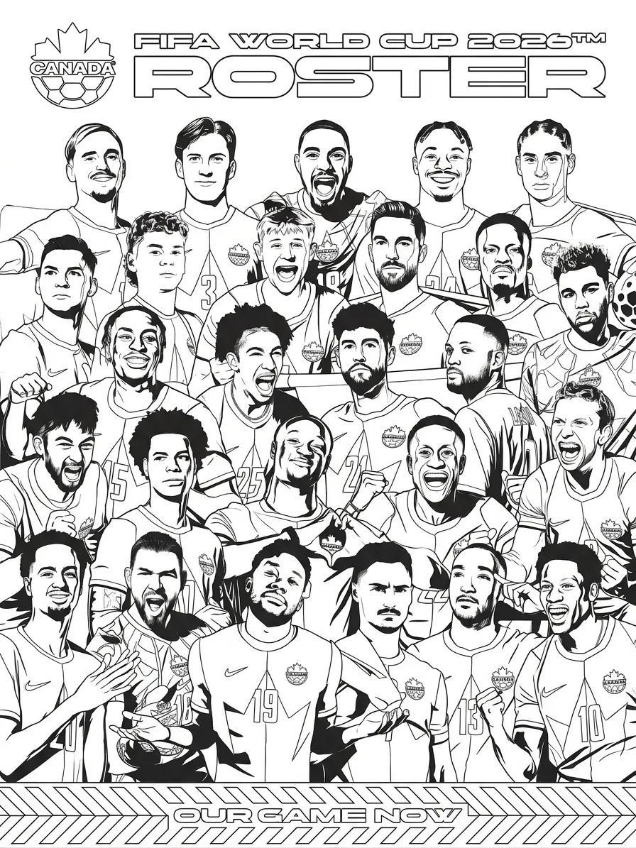 Selección De Fútbol De Canadá – Copa Mundial 2026 Para Colorear para colorear para imprimir gratis 2