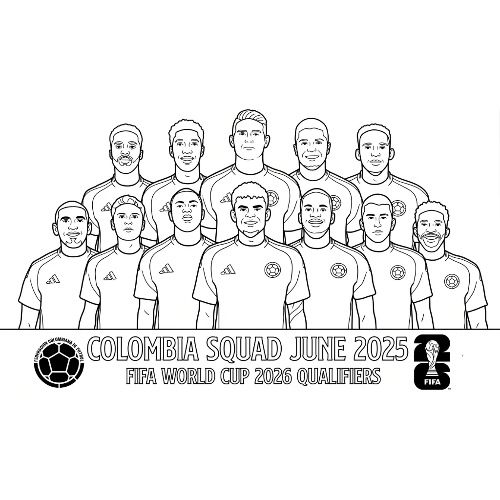 Selección De Fútbol De Colombia – Copa Mundial 2026 18 para colorear para niño para imprimir gratis
