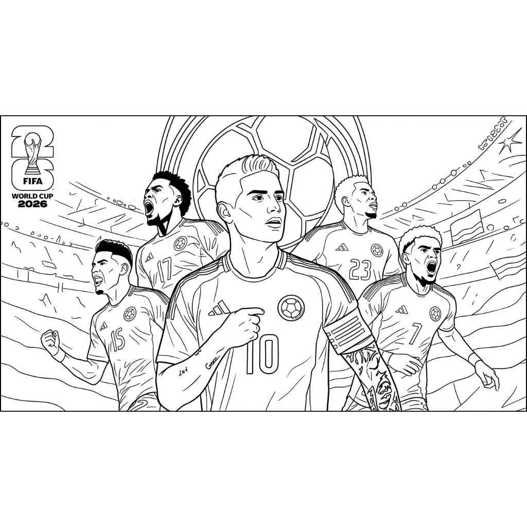 Selección De Fútbol De Colombia – Copa Mundial 2026 20 para colorear gratis