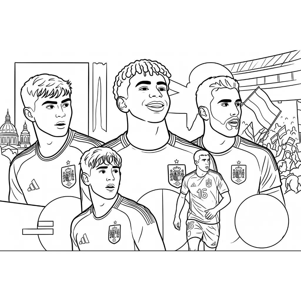 Selección De Fútbol De España – Copa Mundial 2026 27 para colorear para niño de 6 años