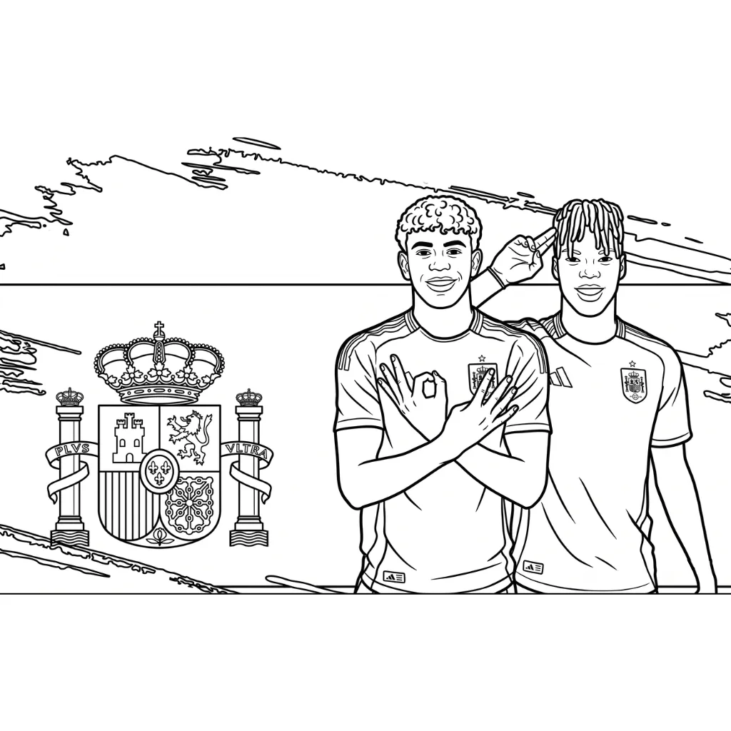 Selección De Fútbol De España – Copa Mundial 2026 28 para colorear para imprimir kawaii