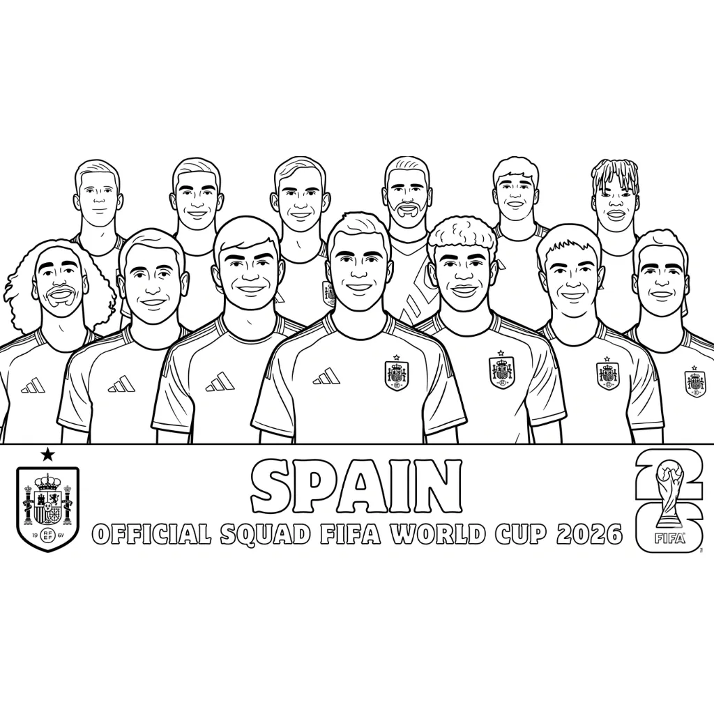 Selección De Fútbol De España – Copa Mundial 2026 29 para colorear para imprimir gratis