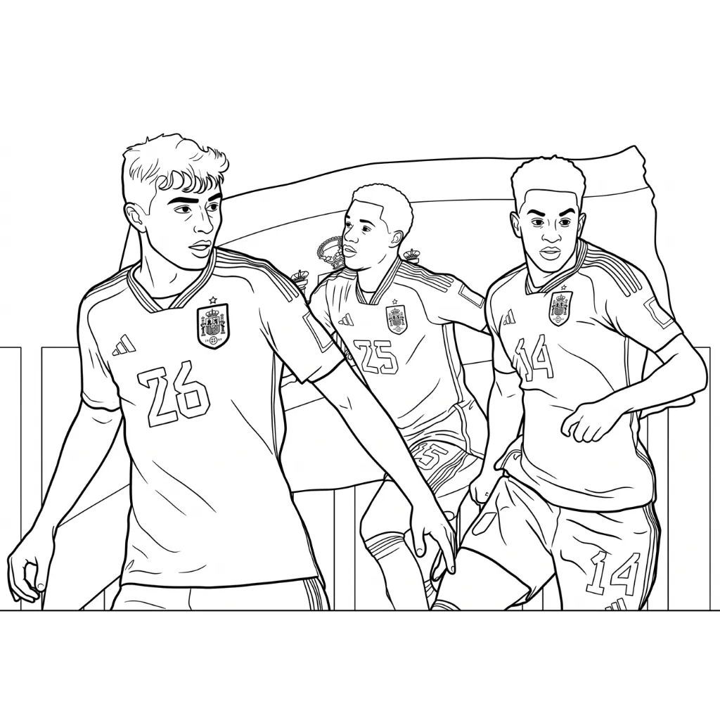 Selección De Fútbol De España – Copa Mundial 2026 6 para colorear para niños para descargar