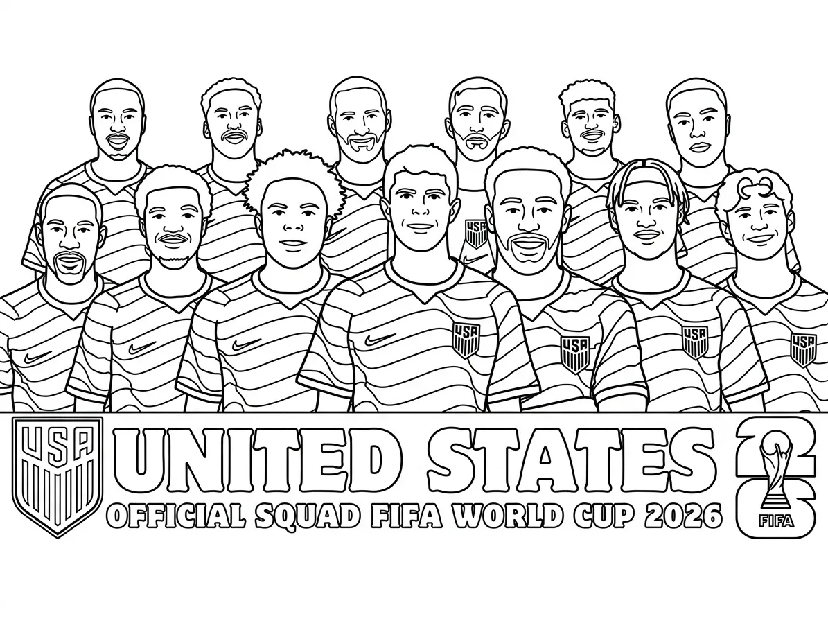 imprimir Selección De Fútbol De Estados Unidos – Copa Mundial 2026 Para Colorear para colorear para niño