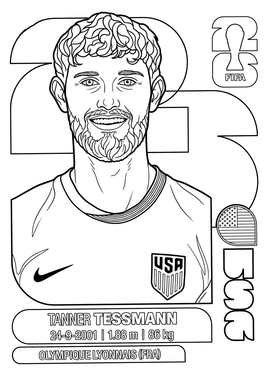 Selección De Fútbol De Estados Unidos – Copa Mundial 2026 Para Colorear para colorear educativo para niño