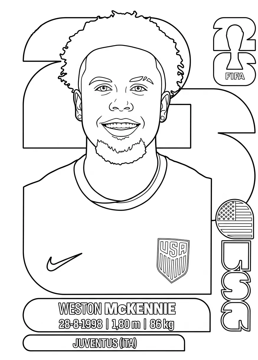 Selección De Fútbol De Estados Unidos – Copa Mundial 2026 Para Colorear para colorear para niños para imprimir