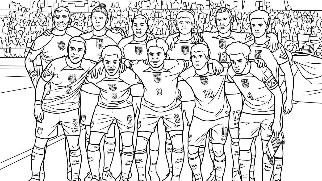 Selección De Fútbol De Estados Unidos – Copa Mundial 2026 Para Colorear para colorear educativo para niño 1