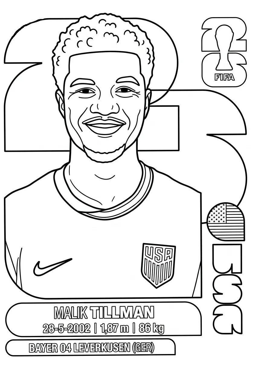 Selección De Fútbol De Estados Unidos – Copa Mundial 2026 Para Colorear para colorear para imprimir para niño de 7 años
