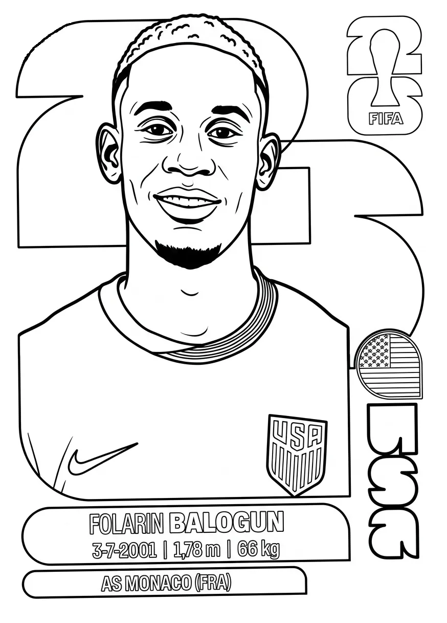 Selección De Fútbol De Estados Unidos – Copa Mundial 2026 Para Colorear para colorear para niño de 4 años