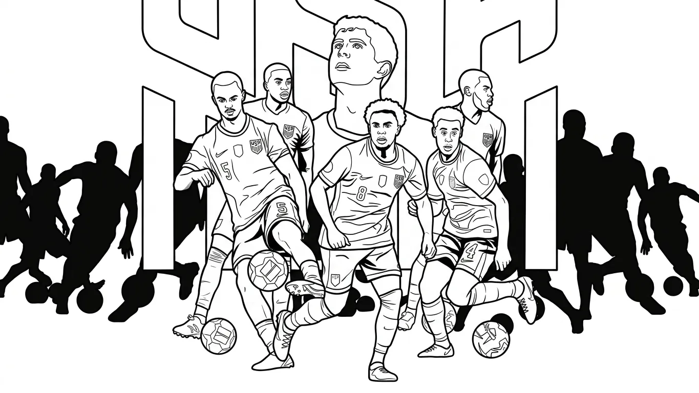 Selección De Fútbol De Estados Unidos – Copa Mundial 2026 Para Colorear para colorear para imprimir gratis