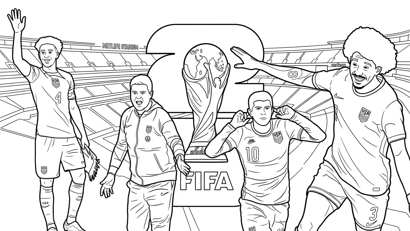 Selección De Fútbol De Estados Unidos – Copa Mundial 2026 Para Colorear para colorear para imprimir gratis 1