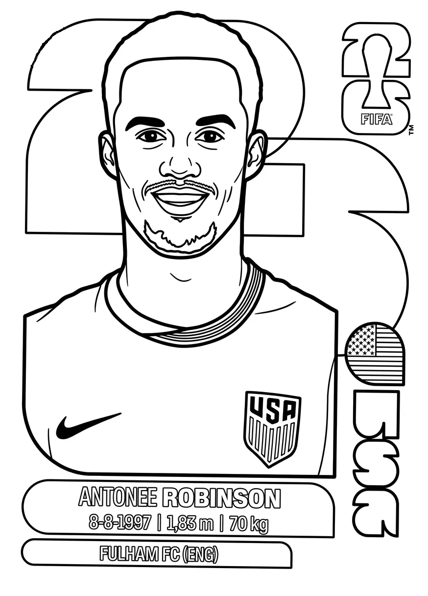 Selección De Fútbol De Estados Unidos – Copa Mundial 2026 Para Colorear para colorear para niño de 6 años 1