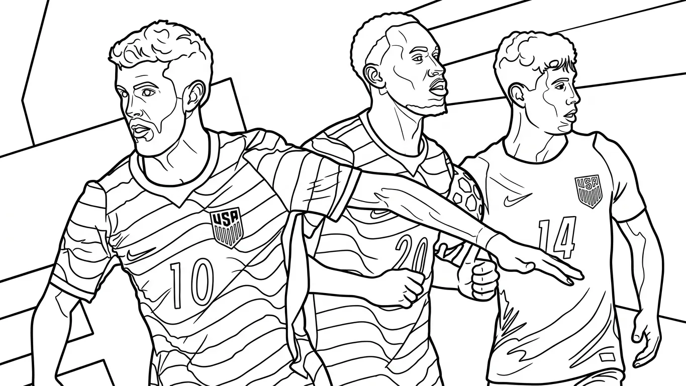 Selección De Fútbol De Estados Unidos – Copa Mundial 2026 Para Colorear para colorear para niño de 7 años