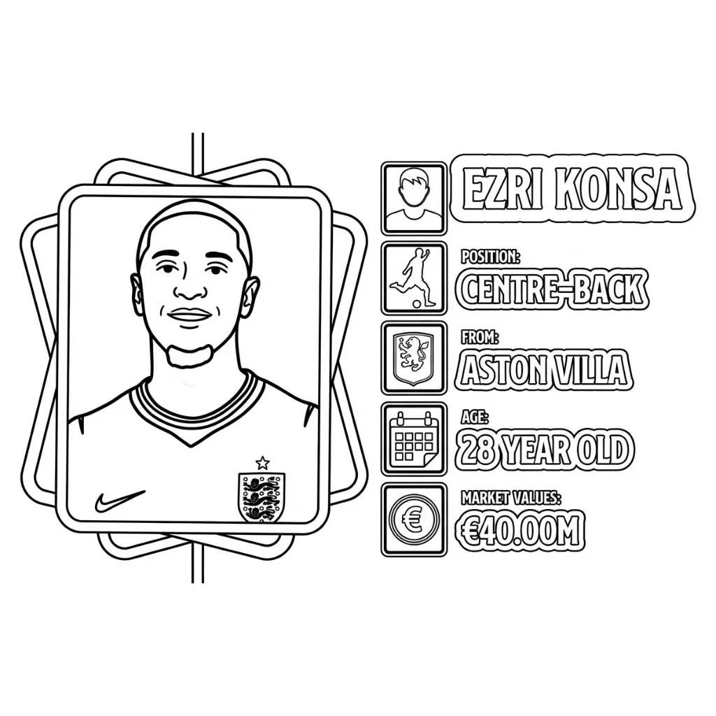 Selección De Fútbol De Inglaterra – Copa Mundial 2026 14 para colorear para imprimir para niño de 2 años