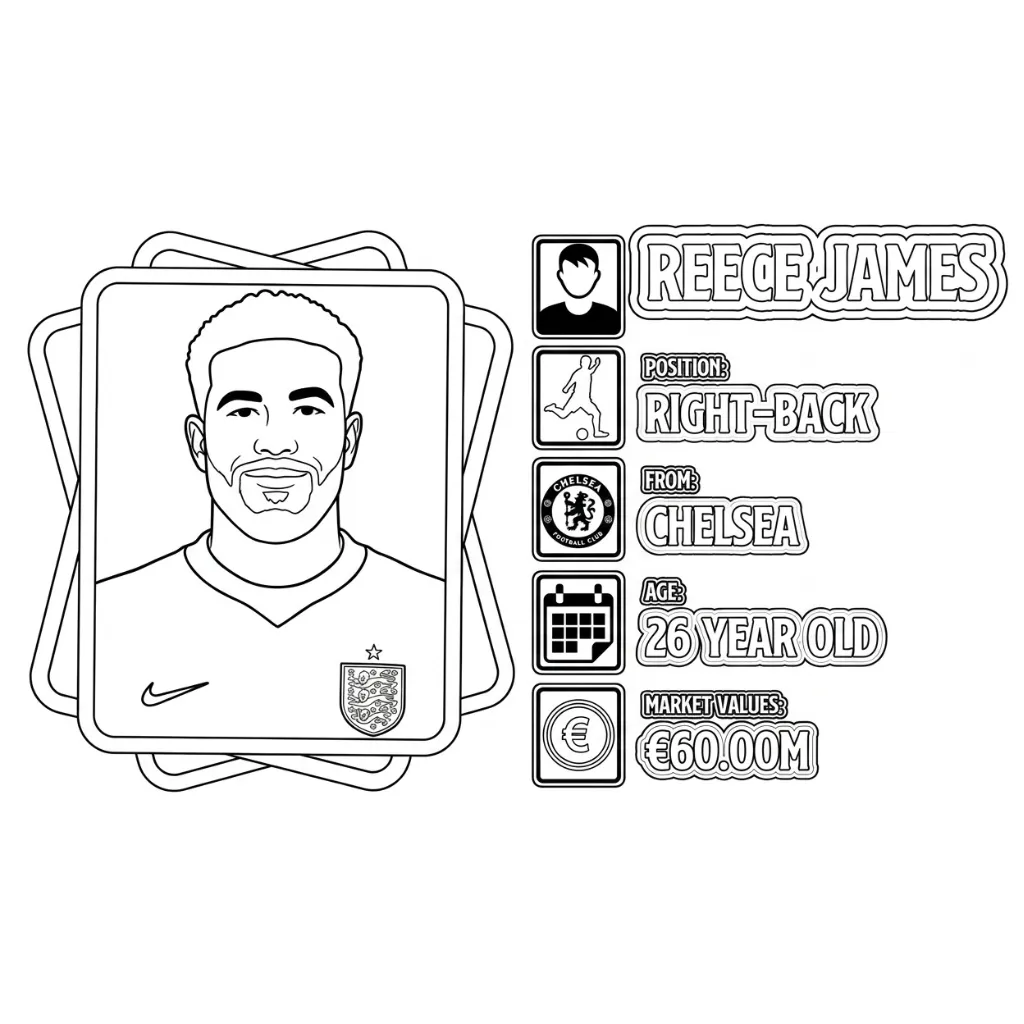 imagen de Selección De Fútbol De Inglaterra – Copa Mundial 2026 19 para colorear para niño