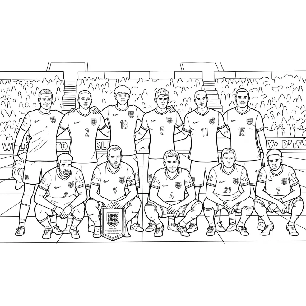 Selección De Fútbol De Inglaterra – Copa Mundial 2026 2 para colorear para niños para imprimir