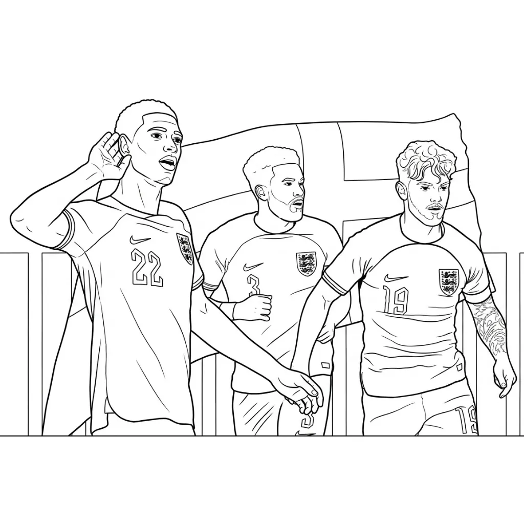 Selección De Fútbol De Inglaterra – Copa Mundial 2026 4 para colorear para primaria