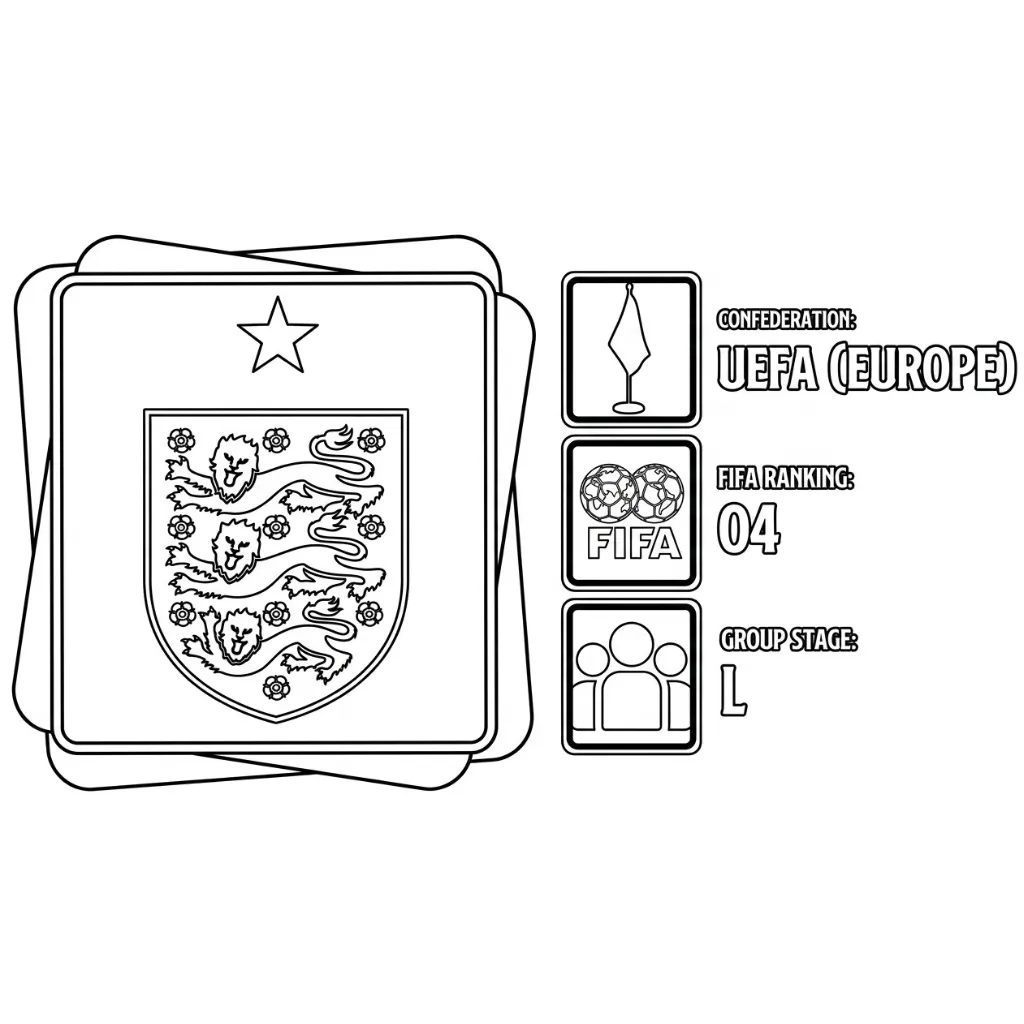 Selección De Fútbol De Inglaterra – Copa Mundial 2026 8 para colorear para imprimir gratis