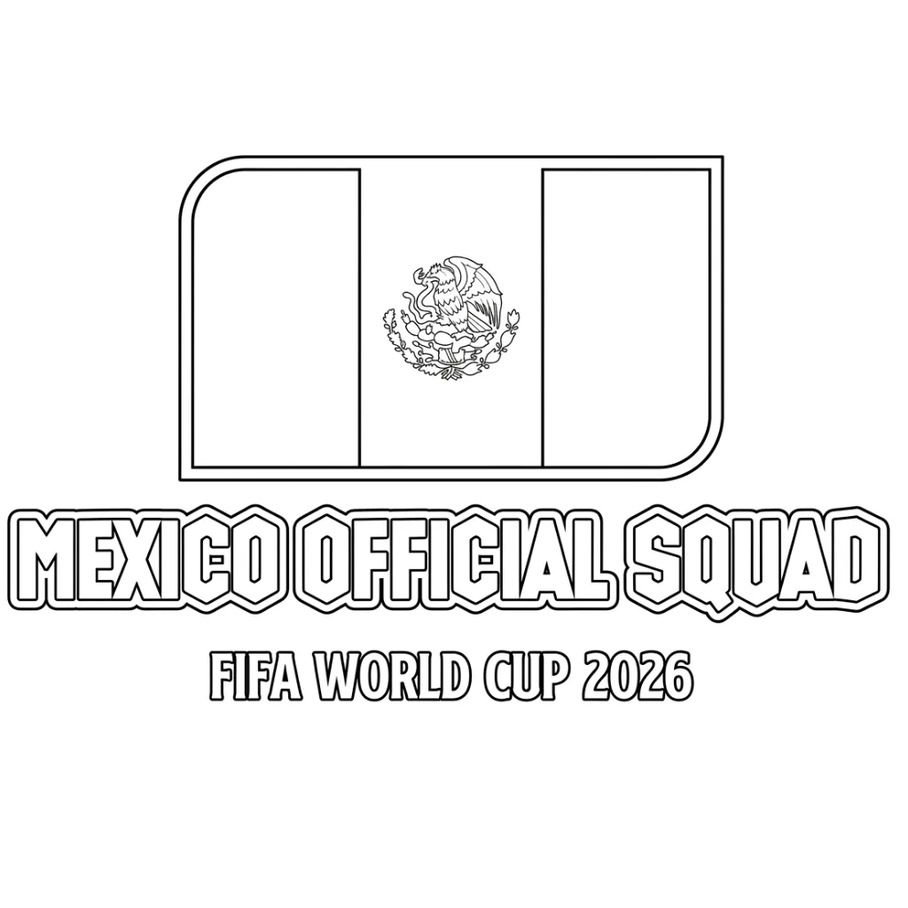 Selección De Fútbol De México – Copa Mundial 2026 1 para colorear y aprendizaje