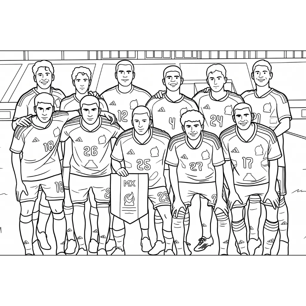 Selección De Fútbol De México – Copa Mundial 2026 29 para colorear para imprimir para niño de 4 años