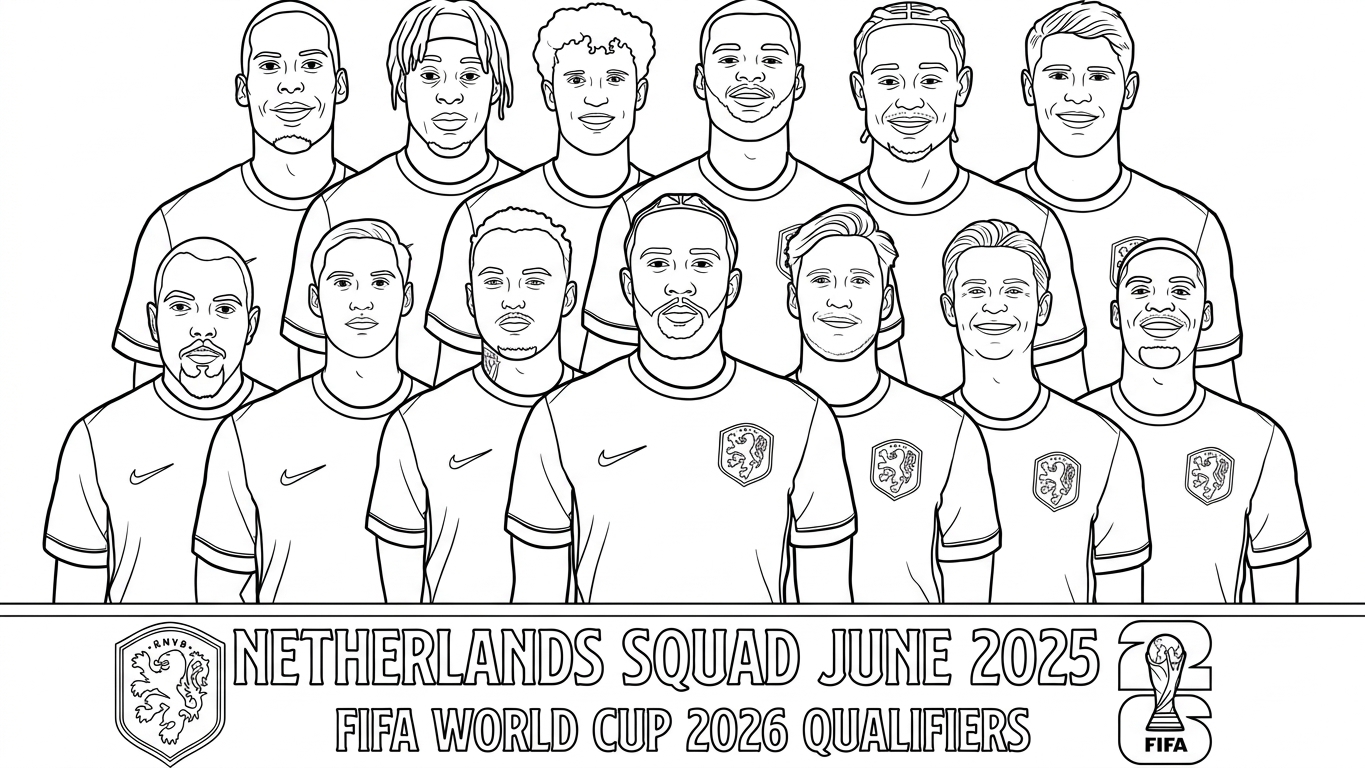 Selección De Fútbol De Países Bajos – Copa Mundial 2026 Para Colorear para colorear para niños para descargar