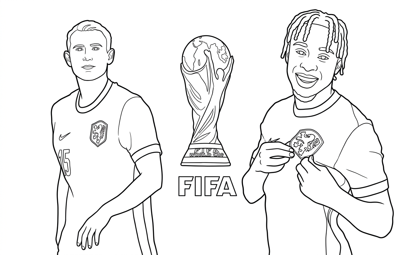 Selección De Fútbol De Países Bajos – Copa Mundial 2026 Para Colorear para colorear gratis para imprimir