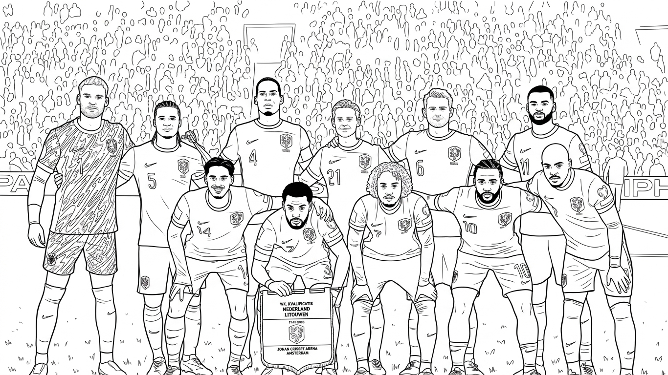 Selección De Fútbol De Países Bajos – Copa Mundial 2026 Para Colorear para colorear gratis para imprimir 1