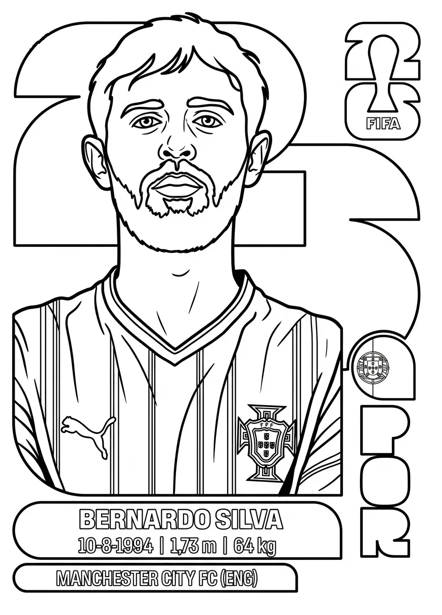 imagen de Selección De Fútbol De Portugal – Copa Mundial 2026 Para Colorear para colorear para niño