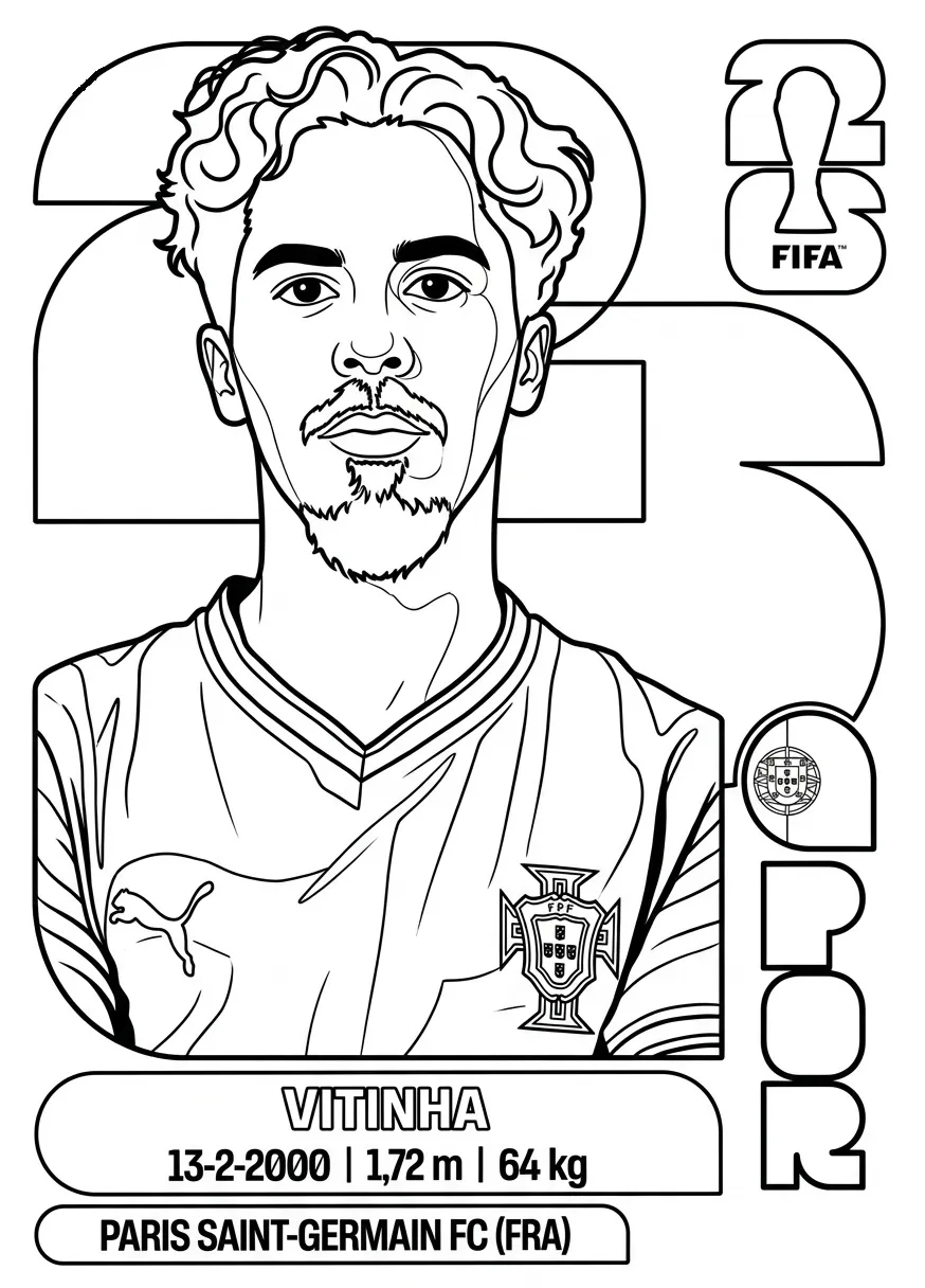 Selección De Fútbol De Portugal – Copa Mundial 2026 Para Colorear para colorear gratis