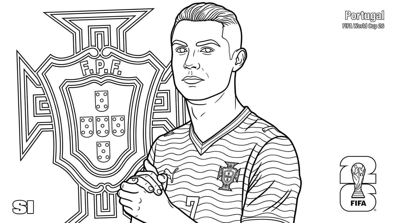 Selección De Fútbol De Portugal – Copa Mundial 2026 Para Colorear para colorear para imprimir pdf