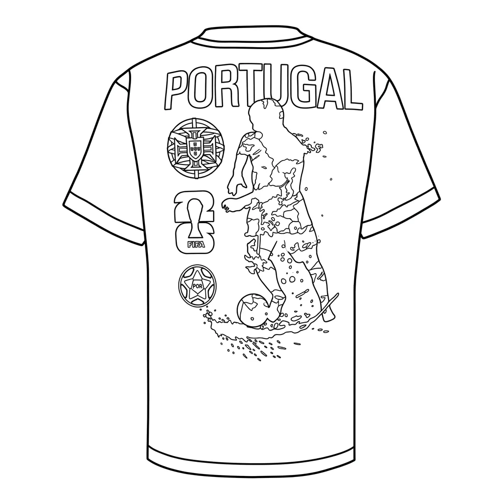 Selección De Fútbol De Portugal – Copa Mundial 2026 Para Colorear para colorear para imprimir gratis