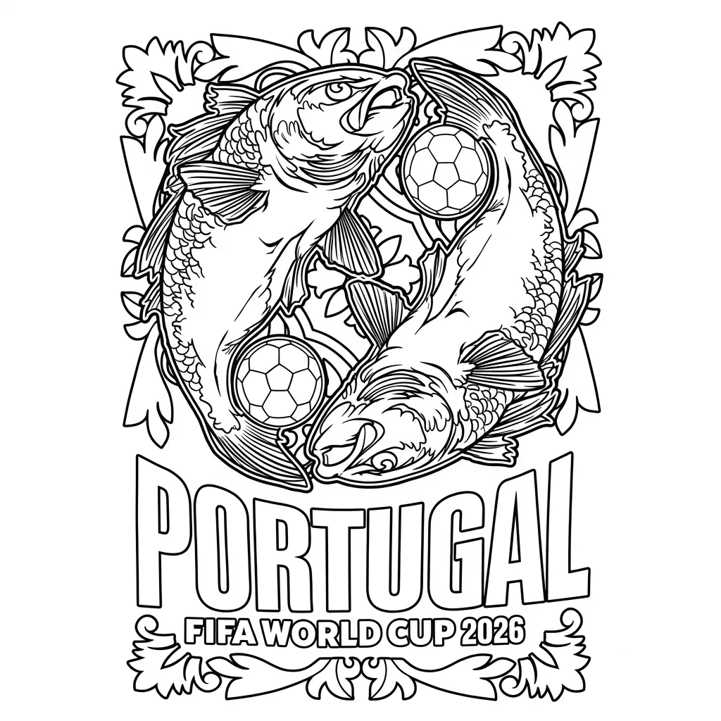 Selección De Fútbol De Portugal – Copa Mundial 2026 Para Colorear para colorear para imprimir para niño de 2 años