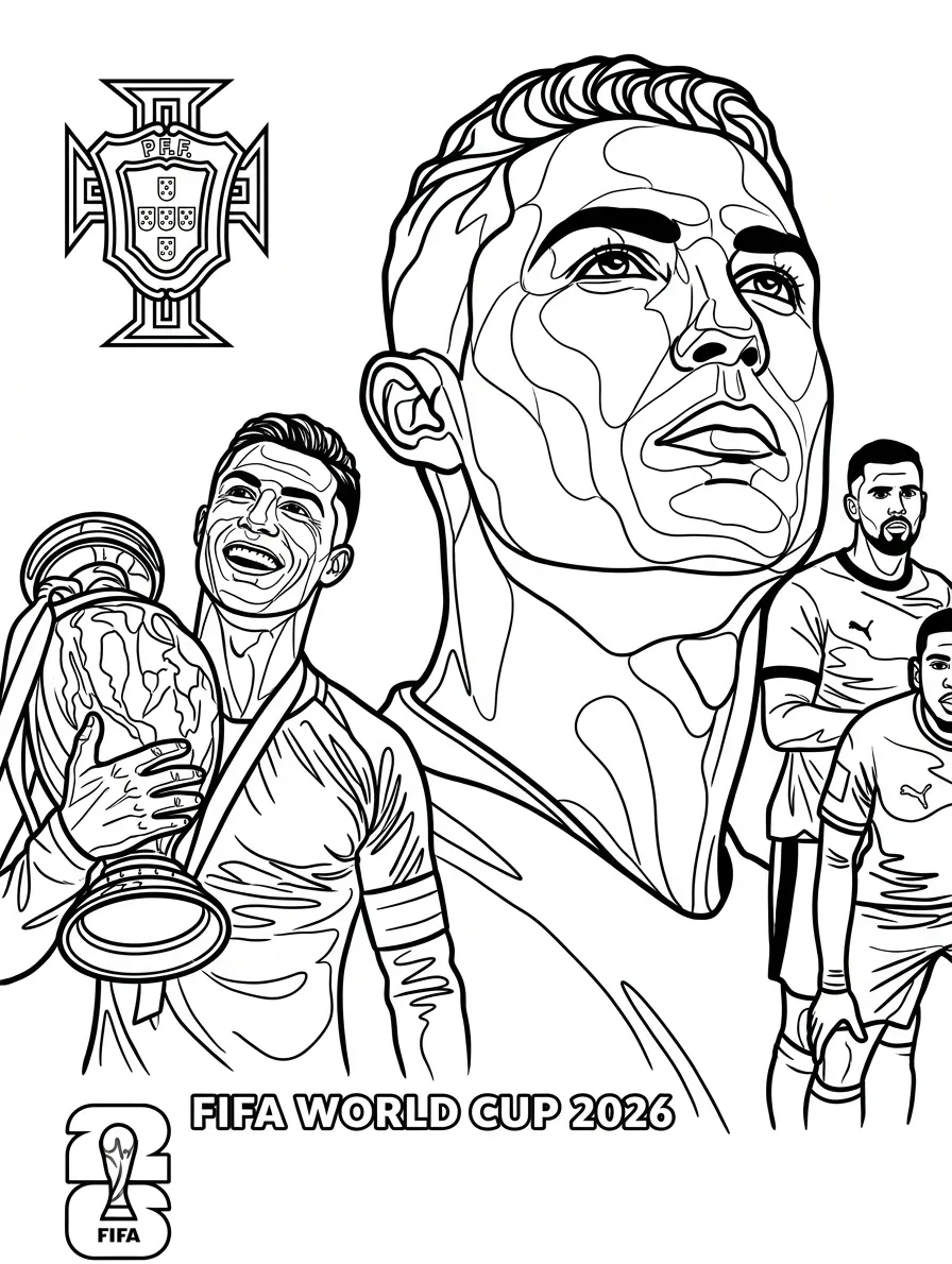 Selección De Fútbol De Portugal – Copa Mundial 2026 Para Colorear para dibujar en línea
