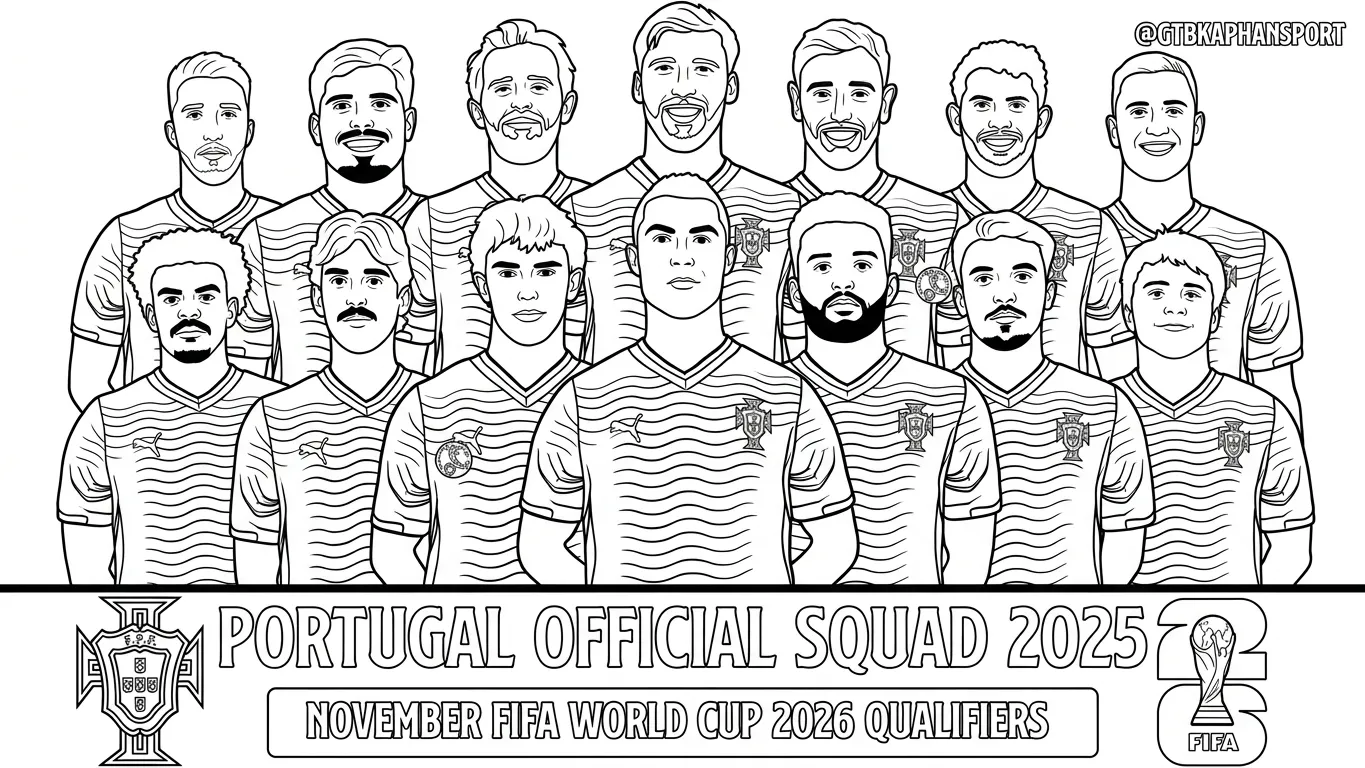 Selección De Fútbol De Portugal – Copa Mundial 2026 Para Colorear para colorear para niño para imprimir gratis