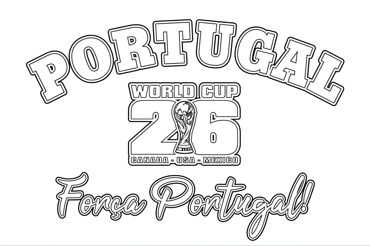 Selección De Fútbol De Portugal – Copa Mundial 2026 Para Colorear para colorear gratis para imprimir 1