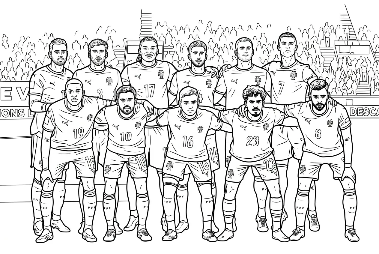 Selección De Fútbol De Portugal – Copa Mundial 2026 Para Colorear para colorear para imprimir pdf gratis