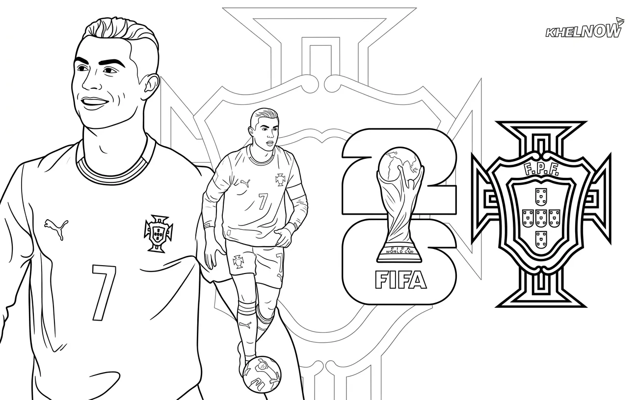 Selección De Fútbol De Portugal – Copa Mundial 2026 Para Colorear para colorear para niño para imprimir