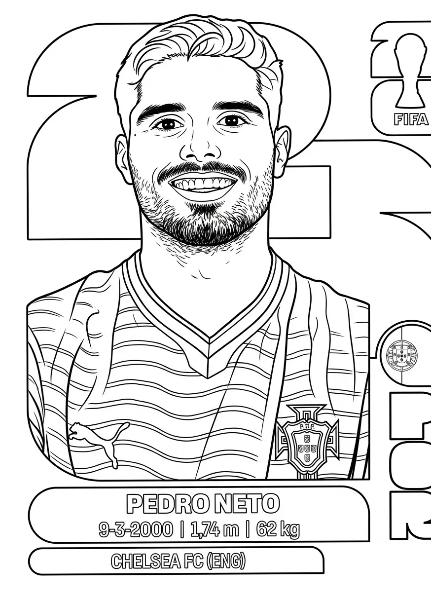 Selección De Fútbol De Portugal – Copa Mundial 2026 Para Colorear para colorear para imprimir gratis pdf