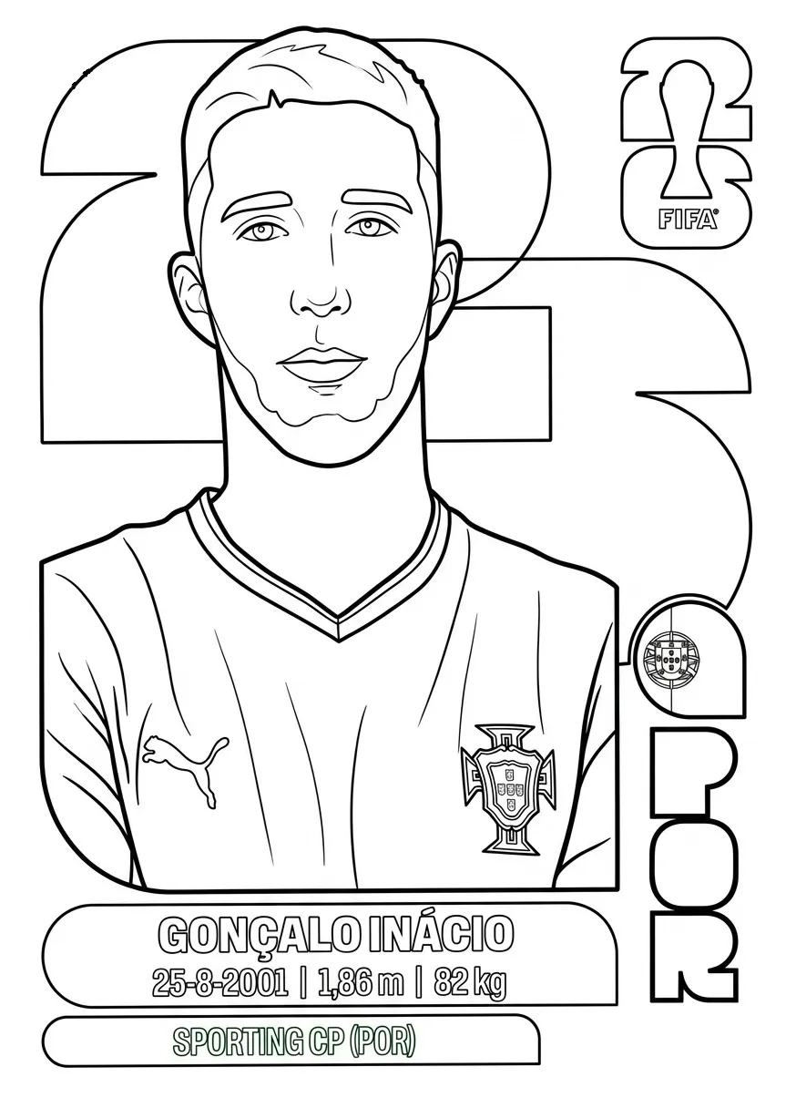 Selección De Fútbol De Portugal – Copa Mundial 2026 Para Colorear para colorear para niños para descargar