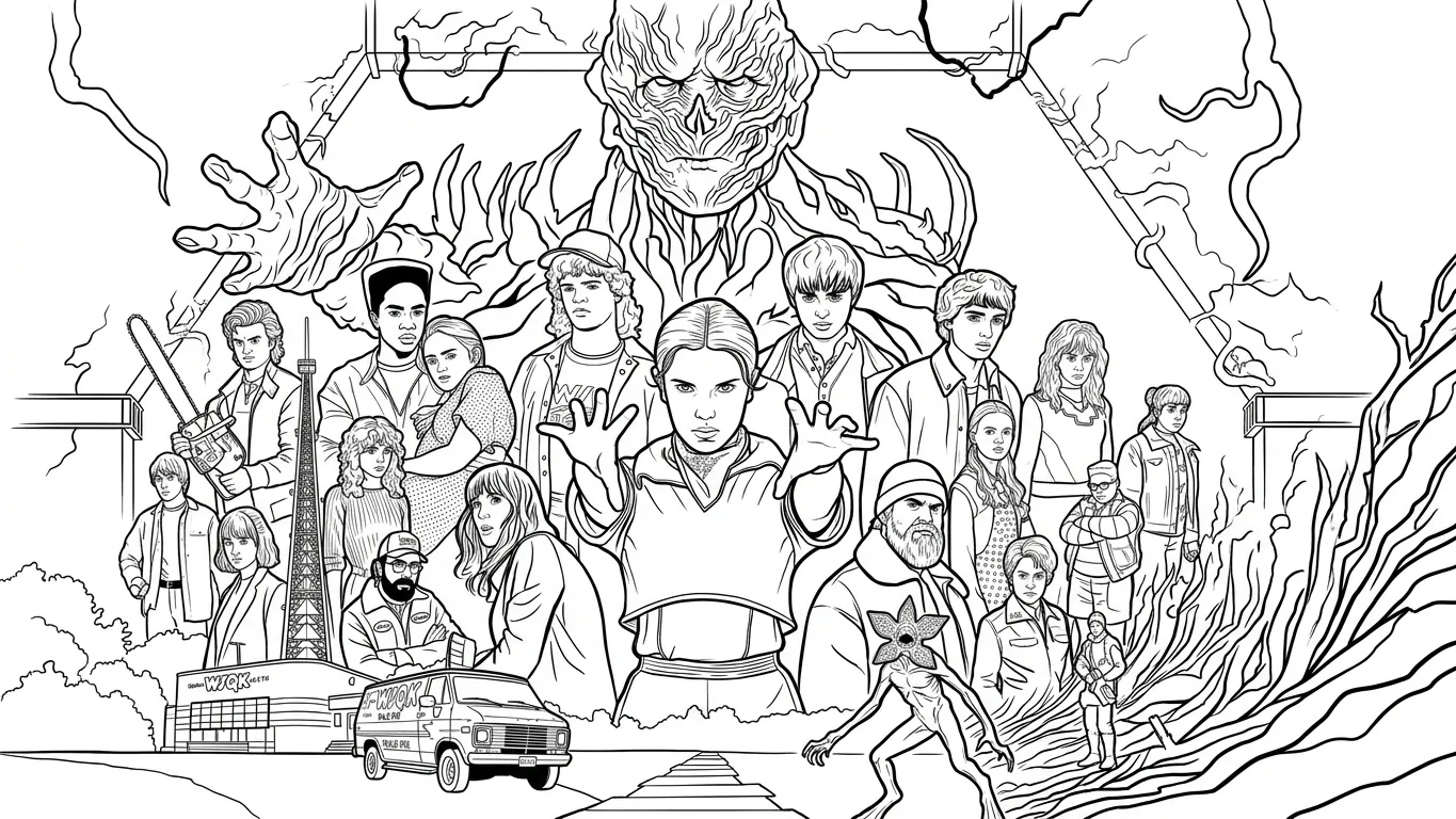 Stranger Things Desenhos para colorir para crianças baixarem