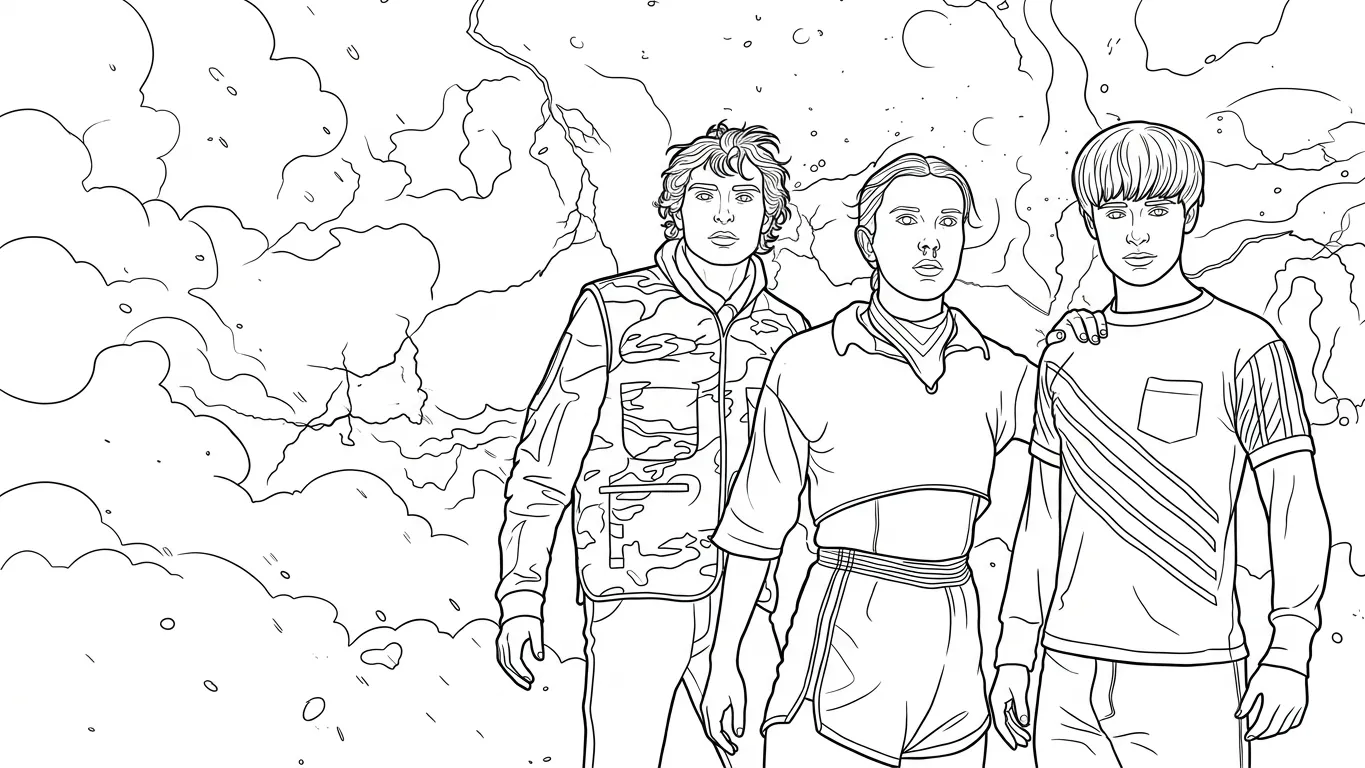 Stranger Things Desenho para colorir para imprimir para uma criança de 7 anos 1